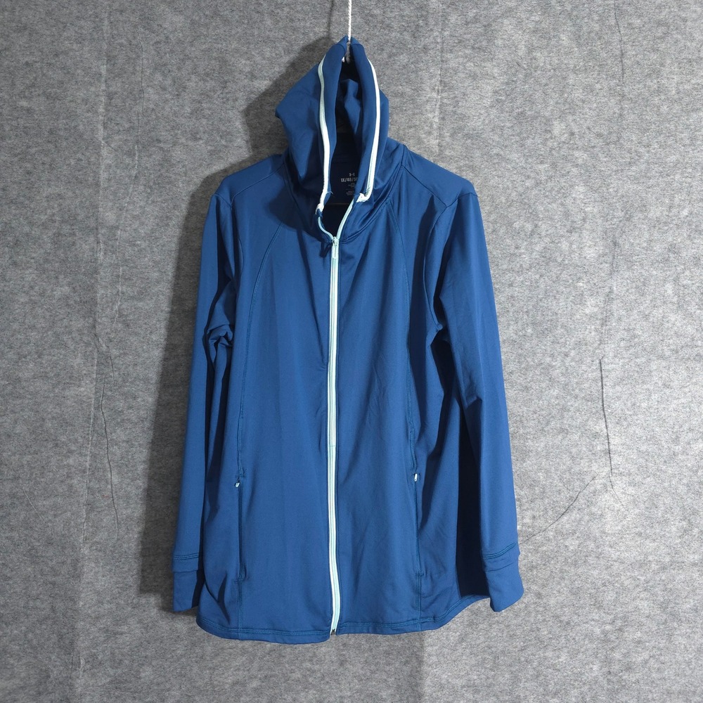 Under Armour Womens Full Zip Fitted Hoodie Jacket Sz 1X Active Blue Performances